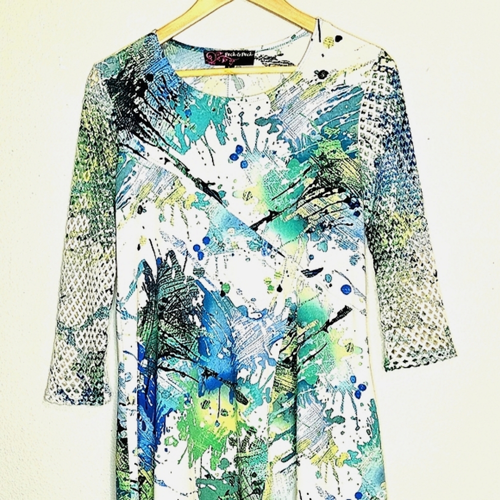 Peck & Peck Multicolor Tunic 3/4" Sleeves Size Small